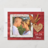 FAUX-hout, -bladeren, -hart, -FOTO-opslagdatum Save The Date (Voorkant)