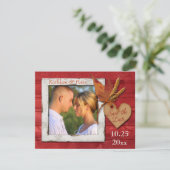 FAUX-hout, -bladeren, -hart, -FOTO-opslagdatum Save The Date (Staand voorkant)