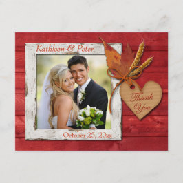 FAUX-hout, -bladeren, -hart, -tarwe FOTO Bedankkaart