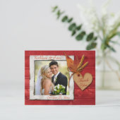 FAUX-hout, -bladeren, -hart, -tarwe FOTO Bedankkaart (Staand voorkant)