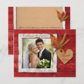 FAUX-hout, -bladeren, -hart, -tarwe FOTO Bedankkaart (Voorkant / Achterkant)