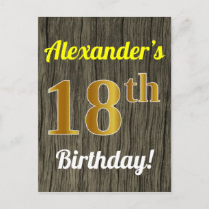 Faux hout, Faux goud 18e verjaardag & aangepaste n Briefkaart