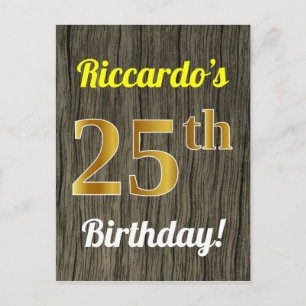 Faux hout, Faux goud 25e verjaardag & aangepaste n Briefkaart
