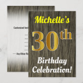 Faux hout, Faux goud 30ste verjaardag viering Kaart (Voorkant / Achterkant)