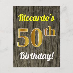 Faux hout, Faux goud 50ste verjaardag & aangepaste Briefkaart