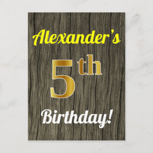 Faux hout, Faux goud 5e verjaardag & aangepaste na Briefkaart
