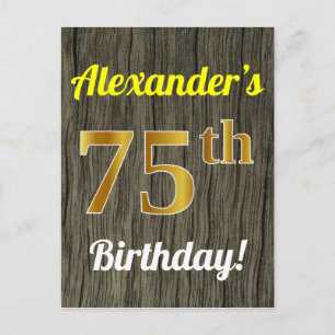 Faux hout, Faux goud 75e verjaardag & aangepaste n Briefkaart