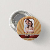 Faux hout foto sjabloon ronde button 3,2 cm (Voorkant /achterkant)