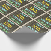 Faux hout, geschilderde tekst look, 12e verjaardag cadeaupapier (Hoek)