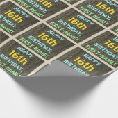 Faux hout, geschilderde tekst look, 16e verjaardag cadeaupapier (Hoek)