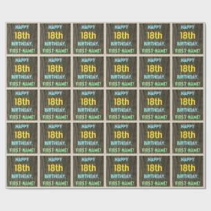 Faux hout, geschilderde tekst look, 18e verjaardag cadeaupapier