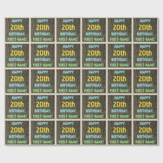 Faux hout, geschilderde tekst look, 20e verjaardag cadeaupapier (Vlak)