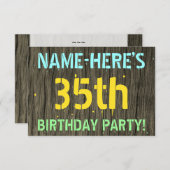 Faux hout, geschilderde tekst look, 35e verjaardag kaart (Voorkant / Achterkant)
