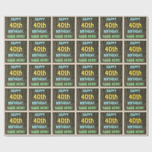 Faux hout, geschilderde tekst look, 40e verjaardag cadeaupapier