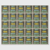 Faux hout, geschilderde tekst look, 48ste verjaard cadeaupapier (Vlak)