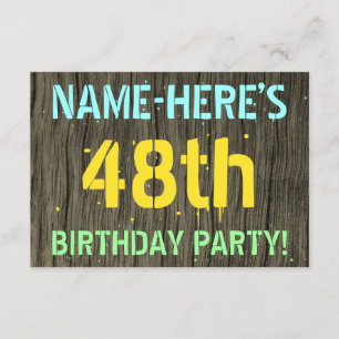 Faux hout, geschilderde tekst look, 48ste verjaard kaart