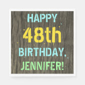 Faux hout, geschilderde tekst look, 48ste verjaard servet (Voorkant)