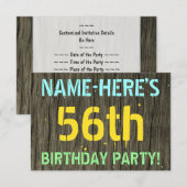 Faux hout, geschilderde tekst look, 56e verjaardag kaart (Voorkant / Achterkant)