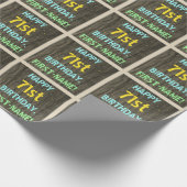 Faux hout, geschilderde tekst look, 71e verjaardag cadeaupapier (Hoek)