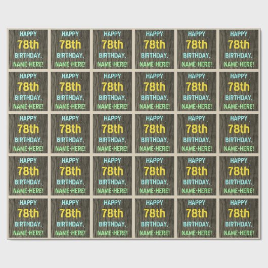 Faux hout, geschilderde tekst look, 78ste verjaard cadeaupapier (Vlak)