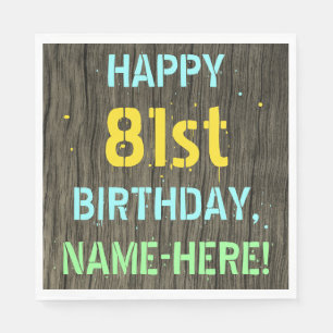 Faux hout, geschilderde tekst look, 81ste verjaard servet