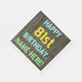 Faux hout, geschilderde tekst look, 81ste verjaard servet (Hoek)