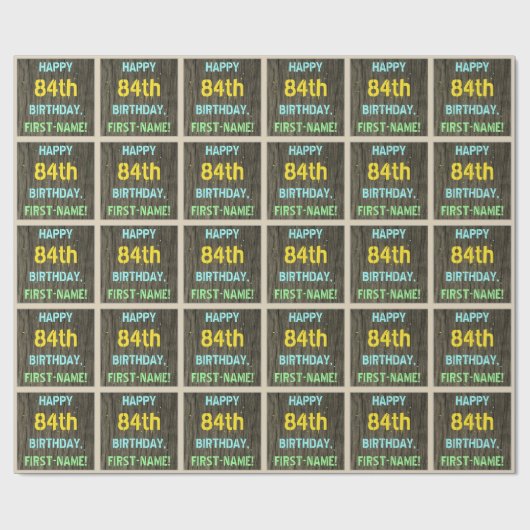 Faux hout, geschilderde tekst look, 84e verjaardag cadeaupapier (Vlak)