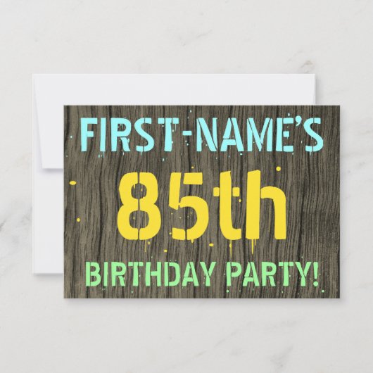 Faux hout, geschilderde tekst look, 85e verjaardag kaart (Voorkant)