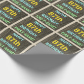 Faux hout, geschilderde tekst look, 87e verjaardag cadeaupapier (Hoek)