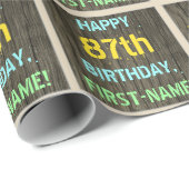 Faux hout, geschilderde tekst look, 87e verjaardag cadeaupapier (Rol Hoek)