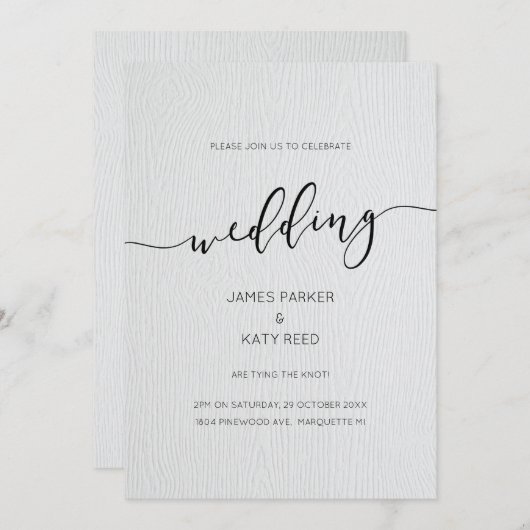 Faux-hout met inpersingen, uitnodiging voor het br (Voorkant / Achterkant)