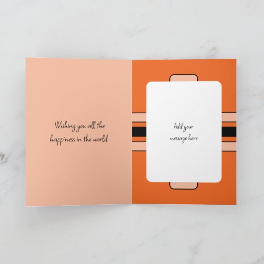 Faux hout rustiek 50e sinaasappel foto Verjaardag Kaart (Binnen)