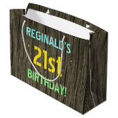 Faux hout, Tekstuitje, 21st Birthday + Naam Groot Cadeauzakje (Achterkant Gekanteld)