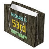 Faux hout, Tekstuitje, 53rd Birthday + Naam Groot Cadeauzakje (Voorkant Gekanteld)