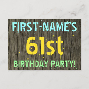 Faux hout, Tekstuitje, 61st Birthday + Naam Kaart