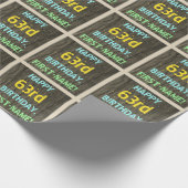 Faux hout, Tekstuitje, 63rd Birthday + Naam Cadeaupapier (Hoek)