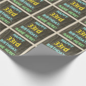 Faux hout, Tekstverf, 33rd Birthday + Naam Cadeaupapier (Hoek)