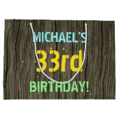 Faux hout, Tekstverf, 33rd Birthday + Naam Groot Cadeauzakje (Achterkant)