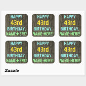 Faux hout, Tekstverf, 43rd Birthday + Naam Vierkante Sticker (Vel)