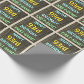 Faux hout, Tekstverf, 93rd Birthday + Naam Cadeaupapier (Hoek)