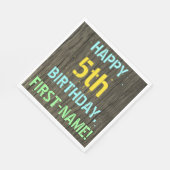 Faux Hout, Tekstverf, vijfde verjaardag + naam Servet (Hoek)