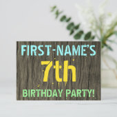 Faux hout, Tekstverf, Zevende verjaardag + Naam Kaart (Staand voorkant)