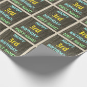 Faux hout, Tekstweergave, derde verjaardag + naam Cadeaupapier (Hoek)