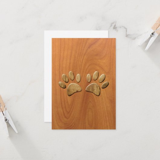 Faux, houten dog kaart (Voorkant / Achterkant in situ)