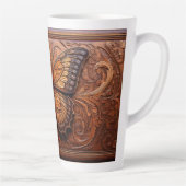 Faux houten vlinder in reliëf latte mok (Rechts)