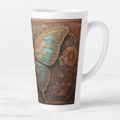 Faux houten vlinder in reliëf latte mok (Rechts)