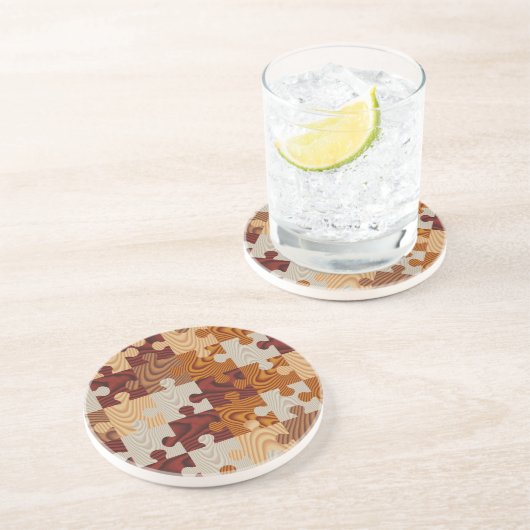 Faux-houtpuzzel Zandsteen Onderzetter (Zijkant)