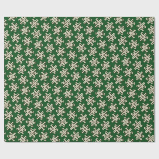 Faux-houtsnowflake-patroon op vast groen cadeaupapier (Vlak)