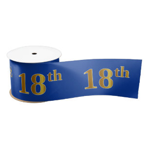 Faux/Imitatie Goud "18th" Evenementnummer (Blauw) Satijnen Lint