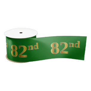 Faux/Imitatie Goud "82nd" Evenementnummer (Groen) Satijnen Lint